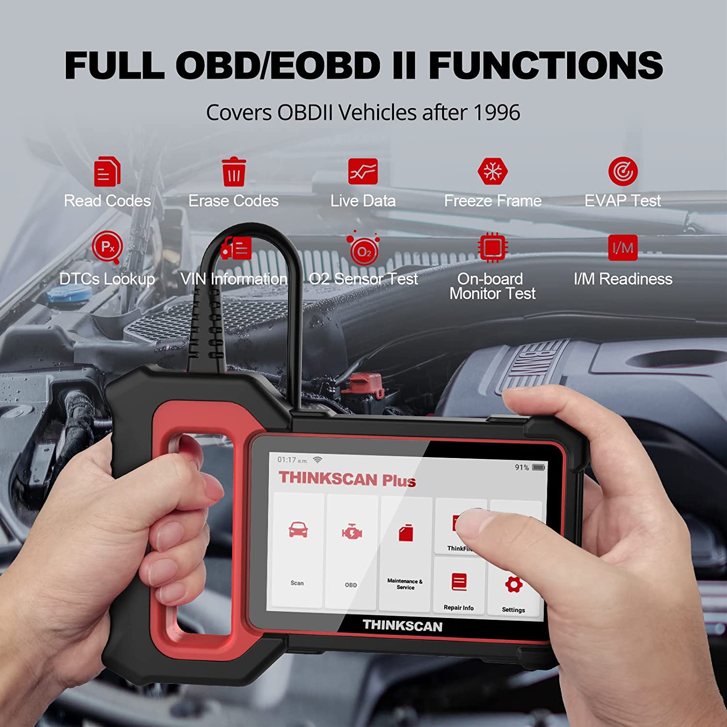 thumbnail interactive-video image 1 of ThinkCar ThinkScan Plus S7 OBD2 Scanner – 7-System Diagnostic Tool With ABS, SRS, BCM, Live Data 1 of 2