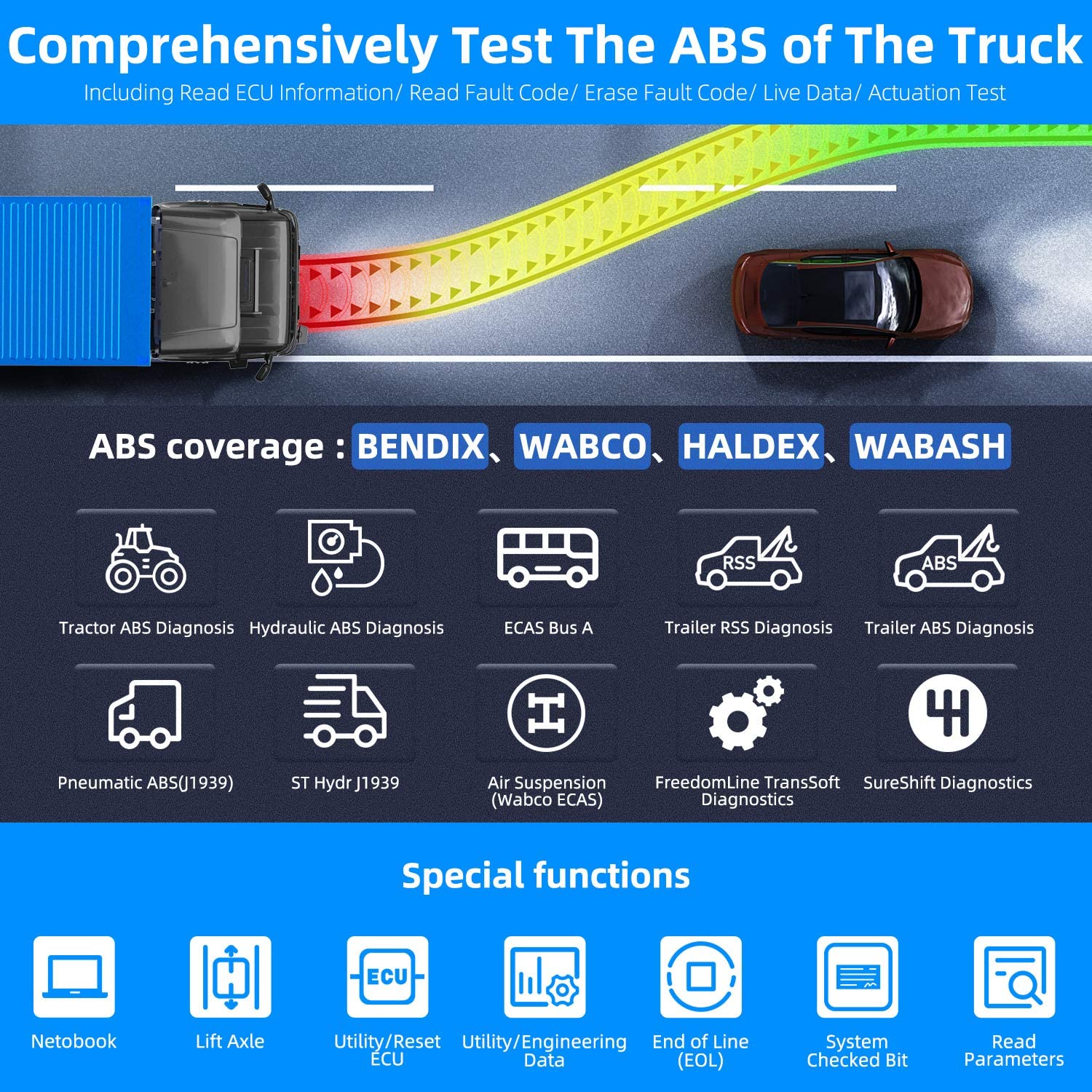 FCAR F507 Heavy Duty Truck Scanner Diesel OBD/OBDII Code Reader with OEM Level ABS Transmission Full System Diagnostic Scan Tool For Truck & Car (New Version) - Image 7