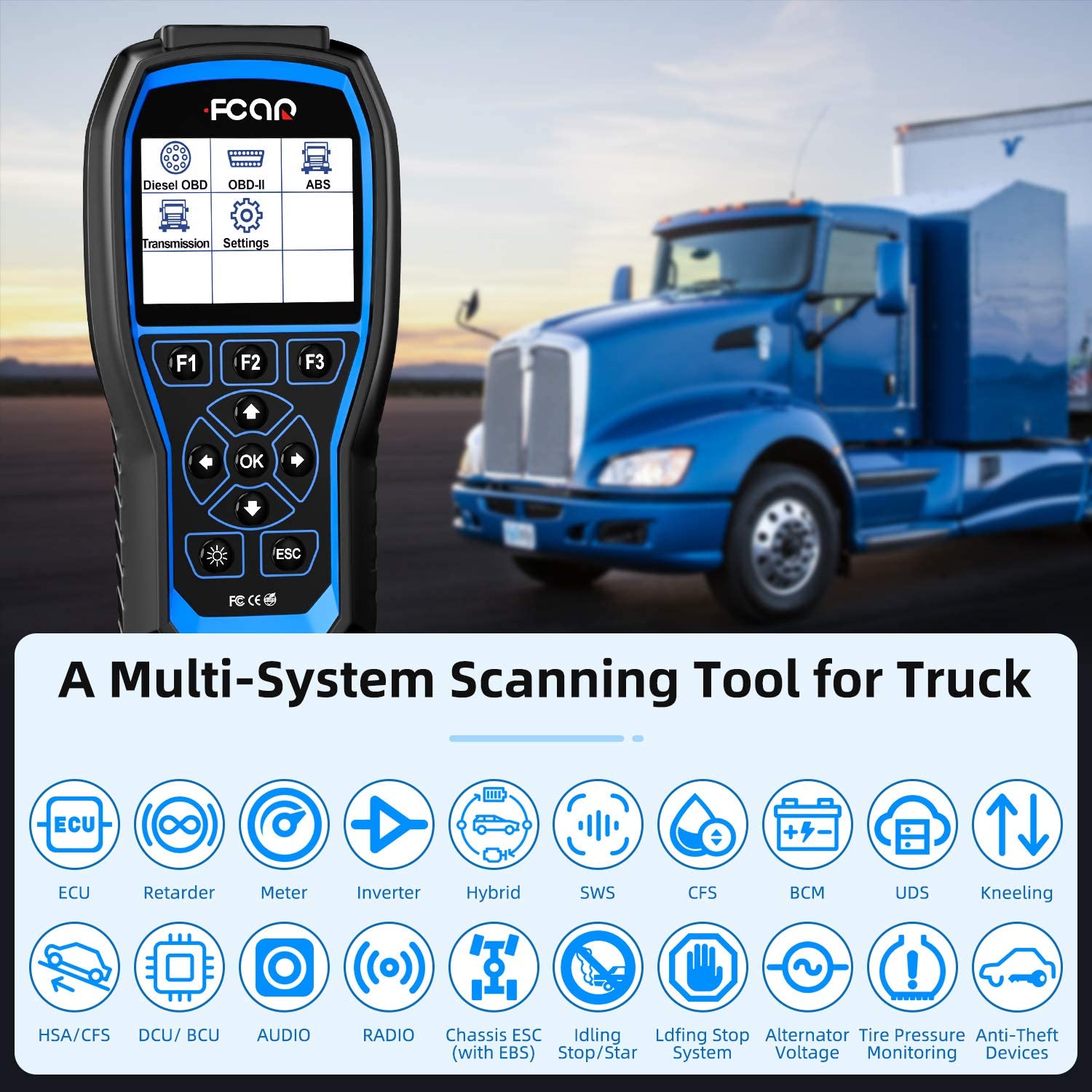 FCAR F507 Heavy Duty Truck Scanner Diesel OBD/OBDII Code Reader with OEM Level ABS Transmission Full System Diagnostic Scan Tool For Truck & Car (New Version) - Image 4
