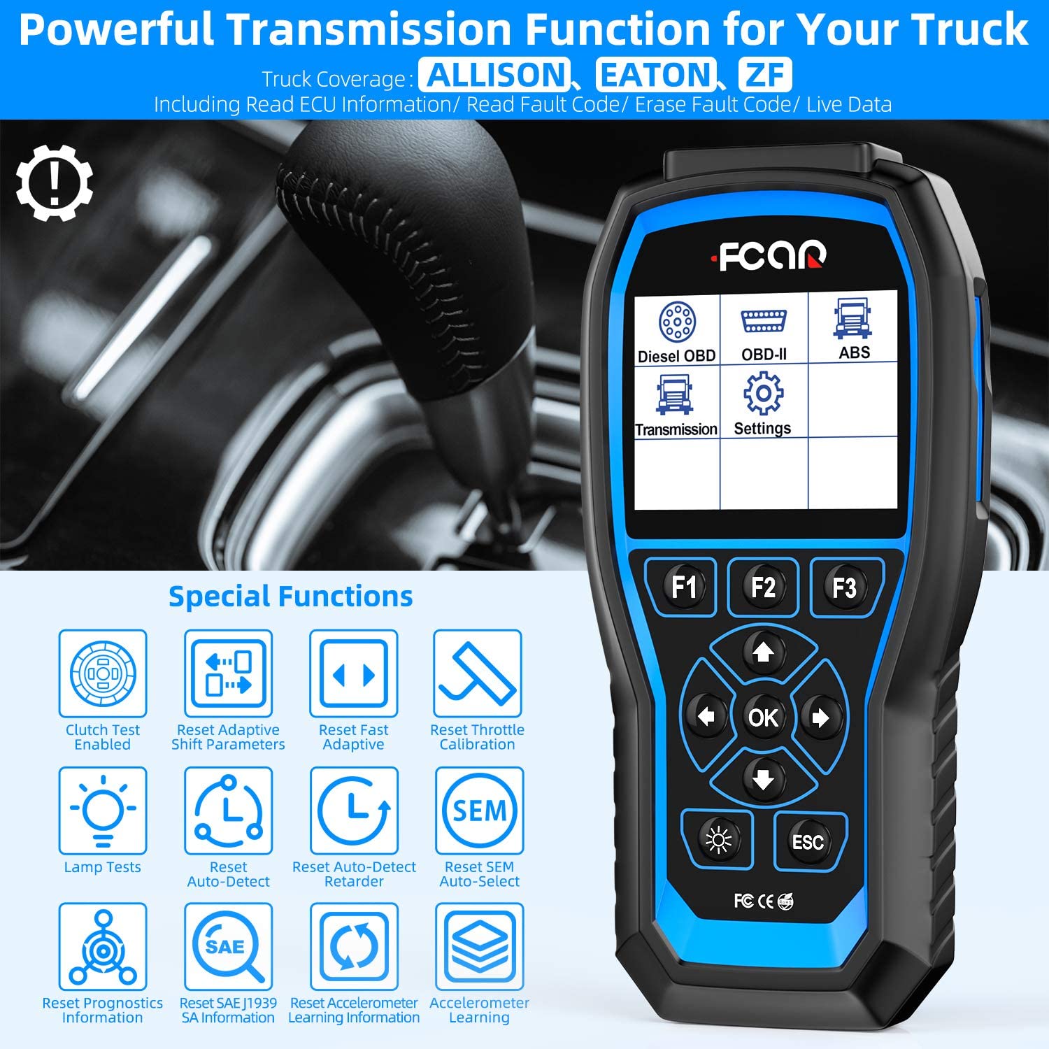 FCAR F507 Heavy Duty Truck Scanner Diesel OBD/OBDII Code Reader with OEM Level ABS Transmission Full System Diagnostic Scan Tool For Truck & Car (New Version) - Image 6