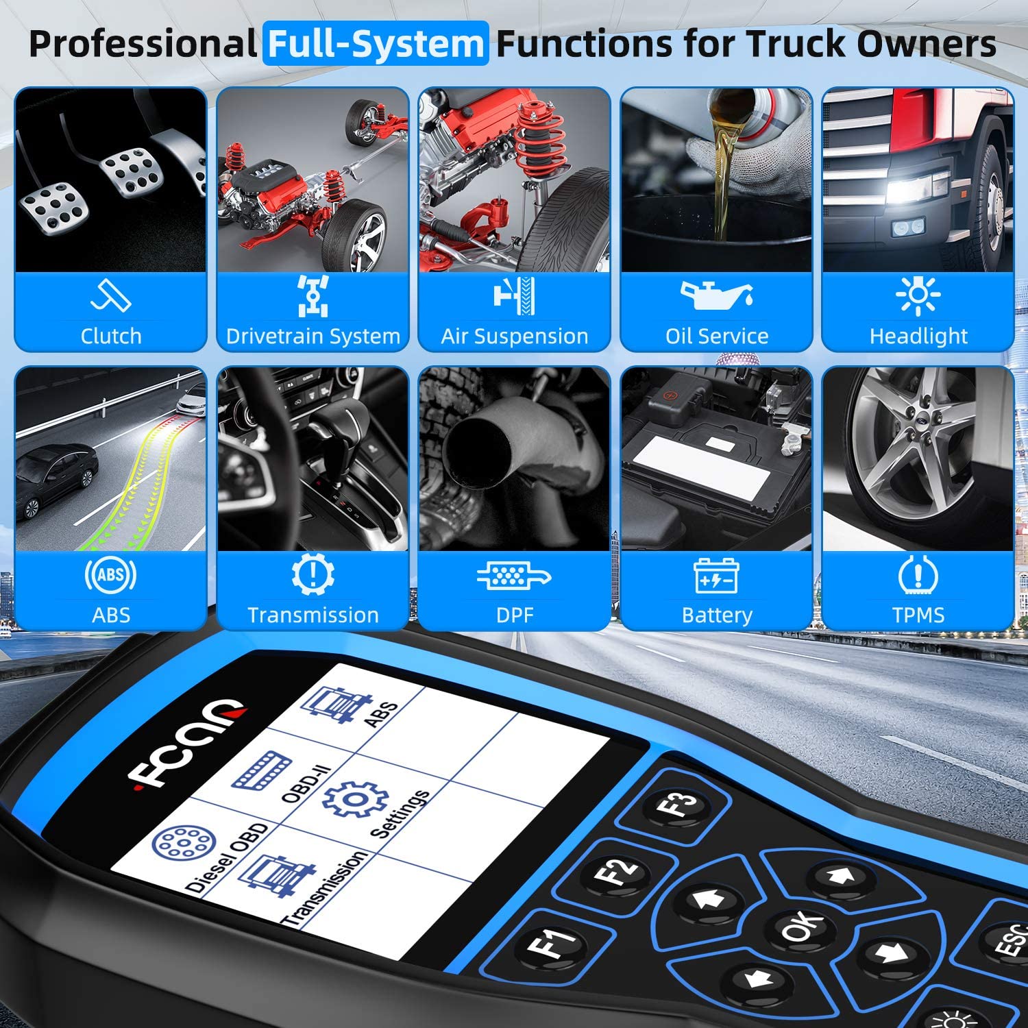 FCAR F507 Heavy Duty Truck Scanner Diesel OBD/OBDII Code Reader with OEM Level ABS Transmission Full System Diagnostic Scan Tool For Truck & Car (New Version) - Image 5